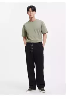Imagen de Semir-pantalones Cargo para hombre, pantalones de trabajo de punto de estilo militar, holgados, de pierna recta, para uso informal y al aire libre, verano 2025