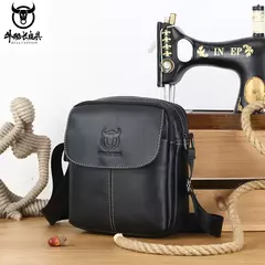 Bolso bandolera de cuero BULLCAPTAIN para hombre, bolsos de hombro de negocios adecuados para Ipad de 7,9 pulgadas, Mini bolsos cruzados para hombre de alta calidad en internet