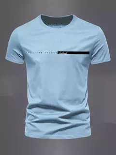 Camiseta deportiva informal de algodón puro 100% de verano para hombre, camiseta holgada de gran tamaño con estampado de letras simples y cuello redondo, camiseta de manga corta - Eleganzie