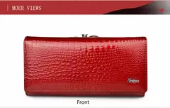 Imagen de Carteras de diseñador de lujo para mujer, monederos de cuero genuino a la moda para mujer, bolsos de mano brillantes, bolsos largos, cartera, regalo para mujer 2022
