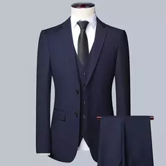 Traje de negocios de Color sólido para hombre 2025, moda de alta calidad para banquete, boda, tendencia, novio, padrino individual 3/2/1 on internet