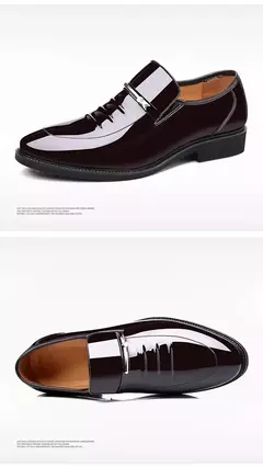 Imagen de Zapatos de charol para hombre, zapatos de negocios, mocasines informales con punta estrecha, zapatos de lujo para fiesta y boda de talla grande