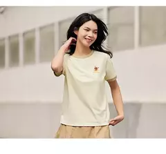 Semir Luo-camiseta negra pequeña de manga corta para mujer, blusa bonita con estampado juguetón, jersey de cuello redondo de dibujos animados, novedad de verano 2024 - tienda en línea