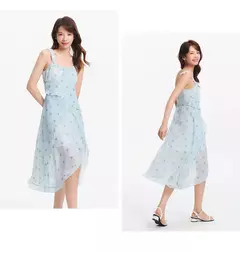 Semir-vestido de diseñador para mujer, gasa con estampado Floral, novedad de verano 2021, sin tirantes, dobladillo con volantes, estilo de vacaciones