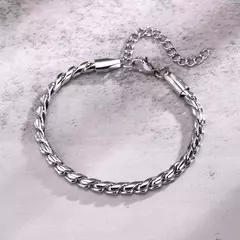 Vnox Punk hombres pulseras de cadena de eslabones de serpiente, pulsera de cadena brillante de acero inoxidable trenzado de Color negro plateado, joyería de uso cómodo - Eleganzie