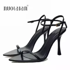 2023 sandalias de mujer con correa en el tobillo, moda de verano, sandalias de gladiador sexis de tacón alto fino, zapatos de tacón para vestido de fiesta de banda estrecha - buy online