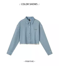 Imagen de Semir-Camisa vaquera para mujer, Top corto de manga larga, holgado, versátil, 2024