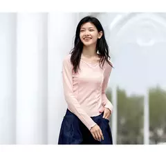Semir-Camiseta de manga corta para mujer, camiseta ajustada diseñada para lucir más delgada, Top con dobladillo de volantes elegante, novedad de otoño 2024 - tienda en línea