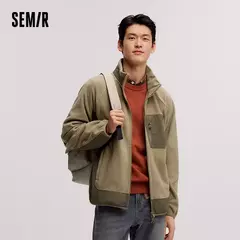 Image of Semir-Chaqueta de forro Polar antiestática para hombre, abrigo peludo suelto, Patchwork en contraste, estilo exterior, invierno, 2024