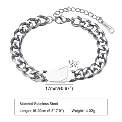 Vnox Pulseras de cadena cubana para hombre y mujer, pulsera de eslabones de acero inoxidable de 7,5 mm, joyería de personalidad simple ajustable - comprar en línea