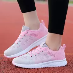 Zapatillas transpirables para correr para mujer, zapatillas deportivas ligeras antideslizantes para mujer, zapatillas suaves para exteriores con cordones, tenis de moda - Eleganzie