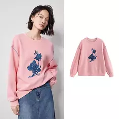 Imagen de TOYOUTH-Sudadera con bordado de flores para mujer, jersey de manga larga con cuello redondo, ropa de calle, Tops, novedad de primavera 2024