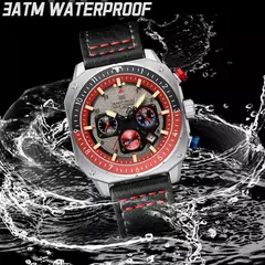 NAVIFORCE, relojes deportivos multifunción resistentes al agua para hombre, reloj de pulsera cuadrado luminoso analógico de cuarzo de marca de lujo de cuero de moda
