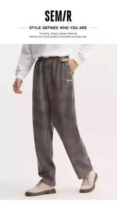 Semir-Pantalones informales para hombre, pantalón largo de pierna ancha, personalizado, bordado de letras, estilo callejero, novedad de otoño, 2024 - Eleganzie