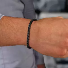 Vnox Punk hombres pulseras de cadena de eslabones de serpiente, pulsera de cadena brillante de acero inoxidable trenzado de Color negro plateado, joyería de uso cómodo en internet
