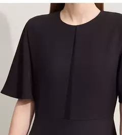 Amii-Vestidos minimalistas de verano para mujer, traje liso con cuello redondo, malla empalmada, manga larga con volantes, cintura francesa, 2024 - tienda en línea