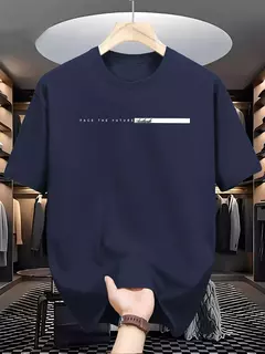 Camiseta holgada informal para hombre, camisa de manga corta con cuello redondo y estampado de letras grandes, 100% algodón, estilo Unisex - buy online