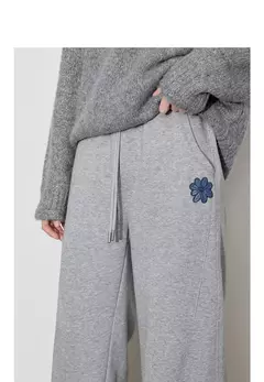 TOYOUTH-pantalones de chándal para mujer, pantalón vaquero con flores, cintura elástica, rectos, deportivos, informales, con plátano, otoño e invierno, 2024 - Eleganzie