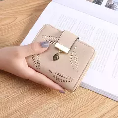 Cartera de moda para mujer, monedero de cuero PU para teléfono, bolsa de hojas huecas para mujer, bolso de mano para mujer, tarjeteros, carteras largas en internet