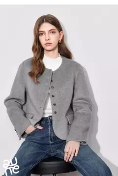 TOYOUTH-abrigo de lana para mujer, chaqueta de lana con botones y un solo pecho, manga larga, oveja, cuello redondo, color gris, otoño e invierno, 2024 en internet