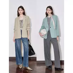TOYOUTH-Chaqueta de mujer, traje de trabajo de manga larga de Color sólido con un botón, ropa de trabajo para oficina, otoño 2024 - Eleganzie
