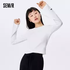Imagen de Semir-Camiseta de manga larga para mujer, camisa de fondo cómoda, ajustada, se puede usar fuera