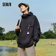 Chaqueta Semir para hombre, prendas de vestir exteriores, chaqueta holgada con capucha de tres pruebas para exteriores, mangas con hombros caídos y bolsillos grandes, otoño 2024
