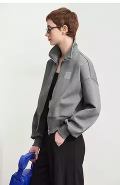 Amii-abrigo corto informal con cremallera para mujer, sudadera holgada de cuello alto, chaqueta deportiva de calle, Otoño, 2024, 12443222 en internet