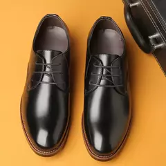 Zapatos de cuero transpirables para hombre, suela suave de cuero negro, zapatos informales formales de negocios para padrinos de boda, primavera y otoño - Eleganzie