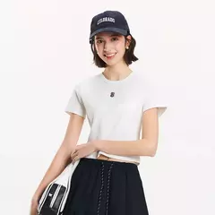Semir-Camiseta de manga corta para mujer, Jersey recortado ajustado adelgazante, novedad de verano 2021, jersey bordado, bonito para todos los días y elegante