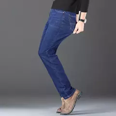 Image of 2025 Nuevos pantalones vaqueros elásticos para hombre, pantalones ajustados clásicos regulares de negocios, pantalones rectos negros y azules para hombre, ropa de marca, talla 28-40