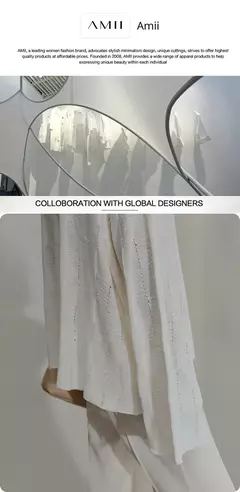 Amii-Vestidos minimalistas de verano para mujer, traje liso con cuello redondo, malla empalmada, manga larga con volantes, cintura francesa, 2024