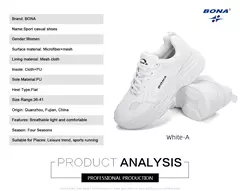BONA, nuevos diseñadores, Zapatillas blancas, zapatos planos para Mujer, zapatos vulcanizados, Zapatillas informales para Mujer, Zapatillas para Mujer con plataforma de tamaño europeo - online store