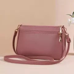 Bolso cruzado de cuero PU con cremallera para mujer, bandolera pequeña de gran capacidad con hilo de bordar, a la moda, novedad - tienda en línea