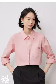 TOYOUTH-Blusa para mujer, camisa de otoño 2024, nueva pintura al óleo multicolor, cuello vuelto, camisa bordada de manga larga, Tops blancos