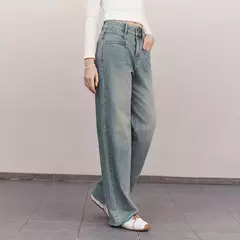 Semir Jeans Mujer Pantalones largos hasta el suelo de algodón puro Laid-back 2025 Nueva primavera Pantalones anchos de cintura alta Moda y fresco en internet