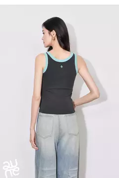 Imagen de TOYOUTH mujeres camisetas sin mangas 2025 primavera nuevo Color contrastante cintura delgada chaleco sin mangas