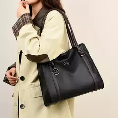 Bolsos de lujo de cuero suave para mujer, bolsos de hombro de diseñador, bolsos con asa superior de gran capacidad, bolso de compras, bolso principal - Eleganzie