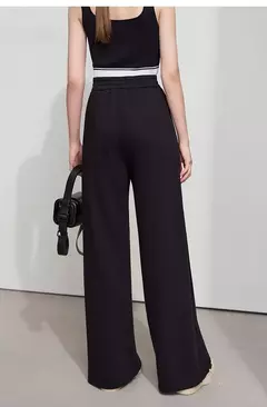 AMII-pantalones de pierna ancha minimalistas para mujer, pantalón largo negro, holgado, informal, versátil, con cintura elástica, primavera 2025 12521056 - buy online