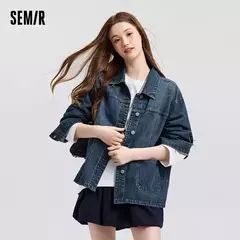 Image of Semir chaqueta vaquera para mujer, Top con solapa y hombros caídos, informal y elegante, nueva chaqueta holgada de primavera 2025, moda de Instagram