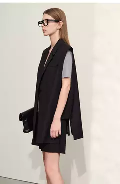 Amii-Chaleco minimalista de otoño para mujer, chaqueta holgada informal sin mangas con abertura con muescas, prendas de vestir a la moda, ropa femenina 12270105 on internet