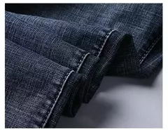 2025 moda cuatro estaciones clásico azul negro trabajo pantalones vaqueros hombres Jeans Casual recto estiramiento ropa de marca masculina - Eleganzie