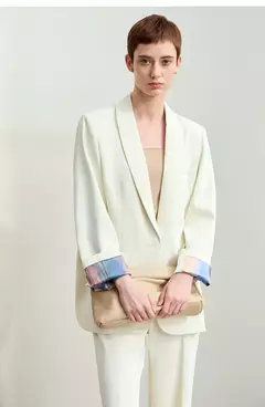 Amii-abrigo de sastre minimalista para mujer, chaqueta holgada de longitud media con cuello de solapa y estampado de retazos, para oficina, novedad de otoño, 2024, 12443016 - tienda en línea