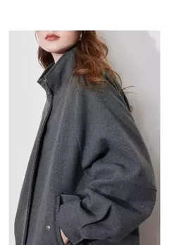 TOYOUTH-abrigo de lana para mujer, ropa gruesa con manga acampanada y cremallera, cuello levantado, prendas de vestir cálidas, otoño e invierno, 2024 - Eleganzie