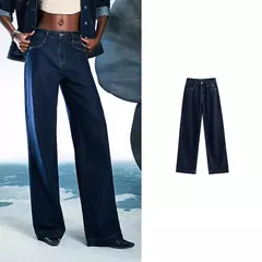 TOYOUTH, pantalones vaqueros de mezclilla para mujer, primavera 20220, nueva pierna ancha de acetato, cintura media baja, pantalones de pierna ancha rectos ajustados - comprar en línea