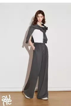 TOYOUTH, pantalones informales para mujer, primavera 2025, nuevo estilo deportivo, pantalones largos rectos de pierna ancha con cordón brillante y cintura elástica - Eleganzie
