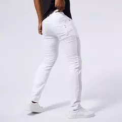Pantalones vaqueros informales blancos para hombre, nuevos pantalones vaqueros cómodos, elásticos, ajustados, rectos, ropa masculina, ropa de calle