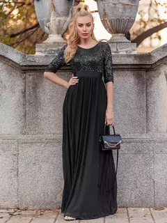 Vestidos de Noche elegantes, vestido largo de encaje de manga tres cuartos con cuello redondo, corte en A, 2021, vestido sencillo de graduación para mujer Ever Pretty Of Orchid - comprar en línea