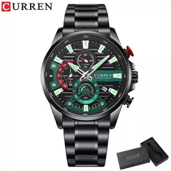 Imagen de Relojes de pulsera CURREN deportivos informales de cuarzo con cronógrafo, reloj de acero inoxidable a la moda para hombre, reloj con fecha automática para hombre