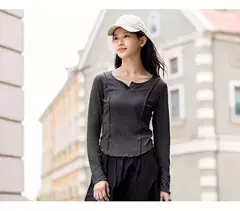 Semir-Camiseta de manga corta para mujer, camiseta ajustada diseñada para lucir más delgada, Top con dobladillo de volantes elegante, novedad de otoño 2024 - Eleganzie
